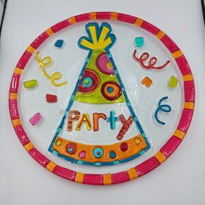 Lori Siebert for Silvestri by Demdaco Glass Fusion Birthday PARTY Hat Plate EUC